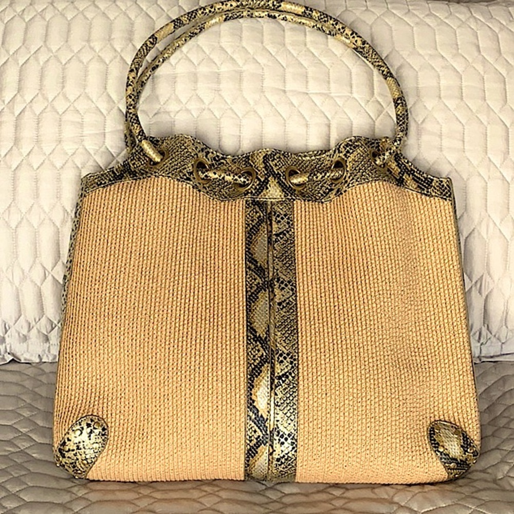 New rafia and leather bag